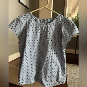 CeCe Blue and White Polka Dot Blouse